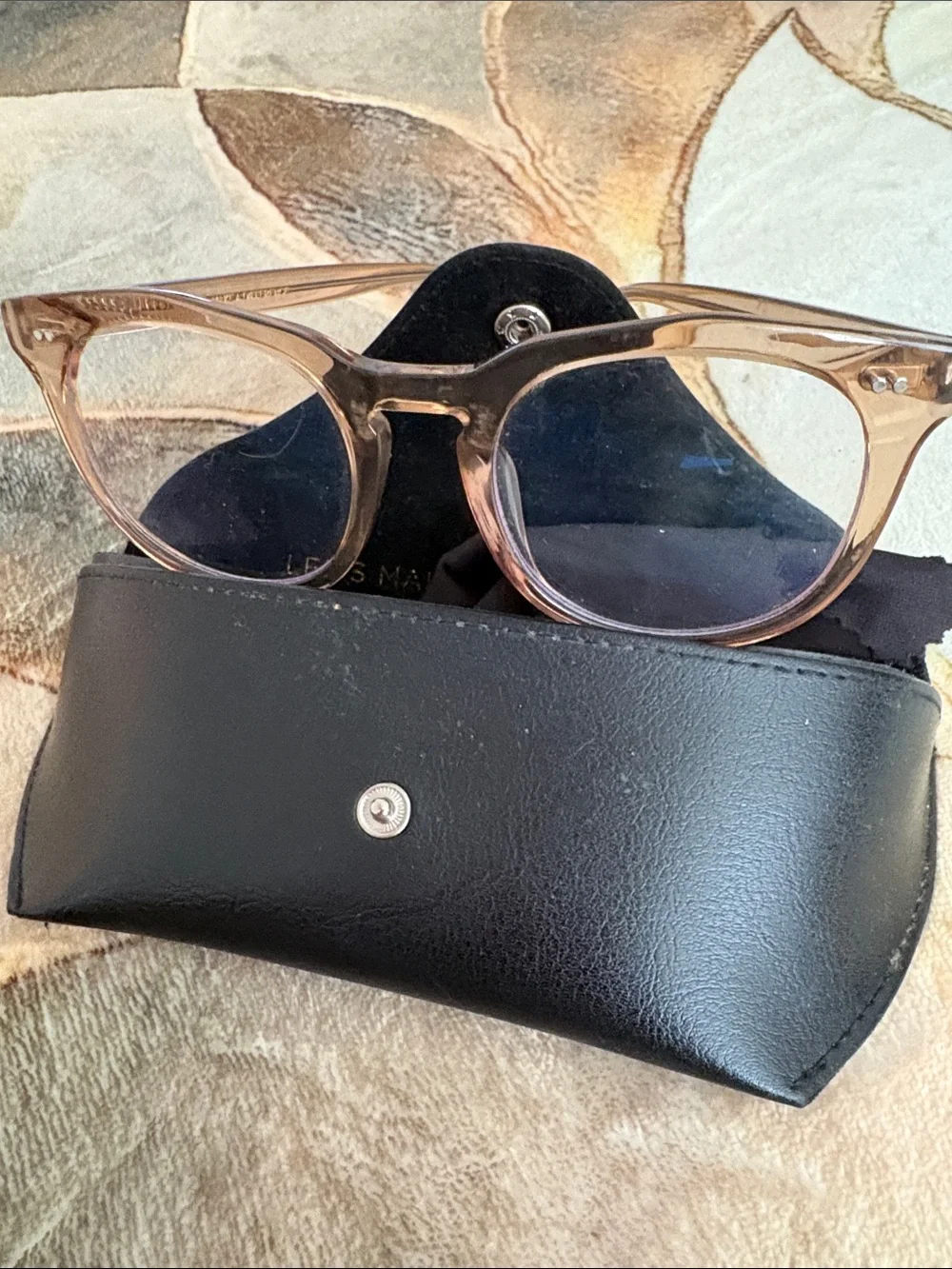 Diff Eyewear Transparent Brown Frames with Gold Temple Logo